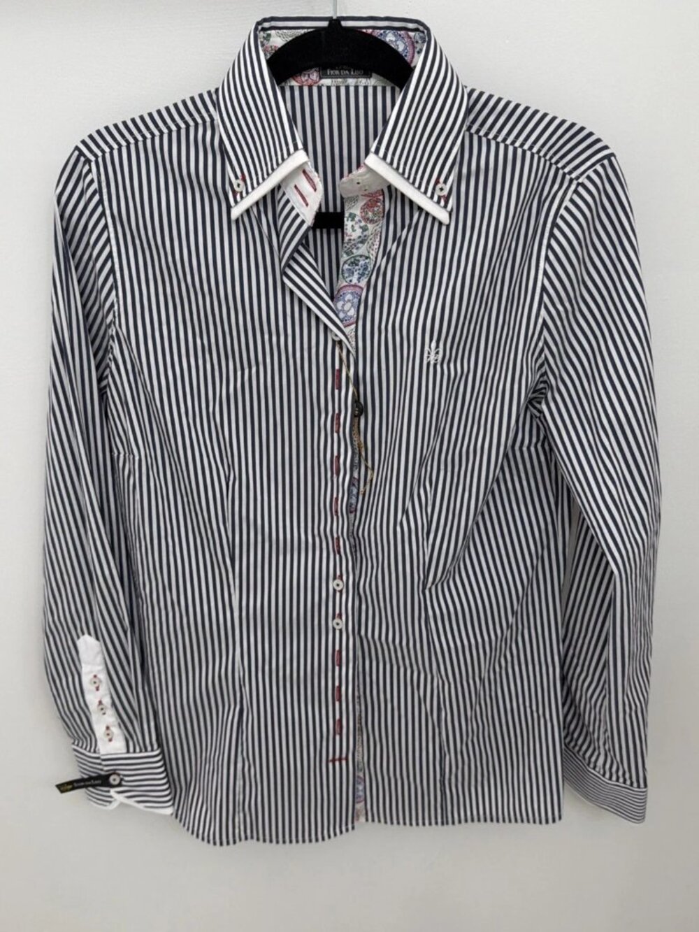 Fior da Liso Blue and White Stripe Blouse Women's Size 12 EU 42